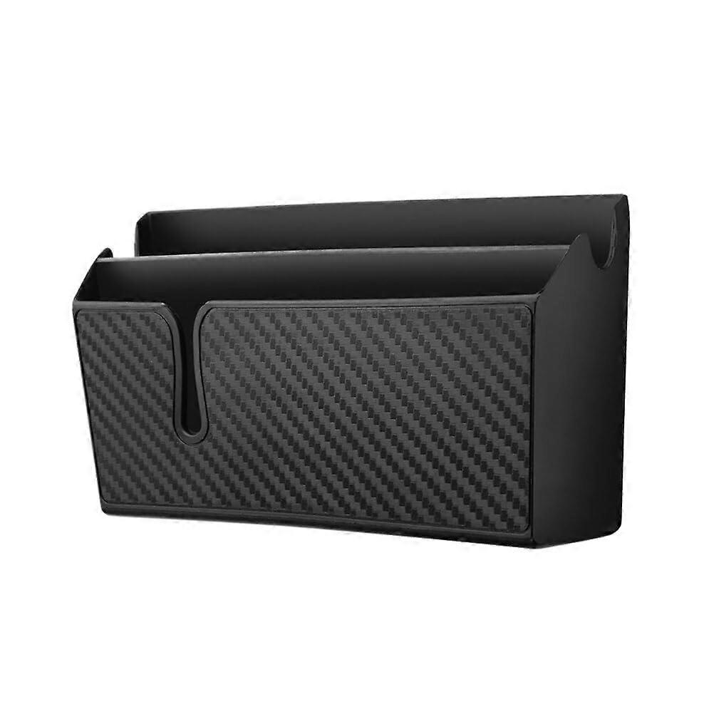Car Organiser for Cars - Large Carbon Fibre Storage Container with Mobile Phone Holder, Universal Fit, Spacious Design