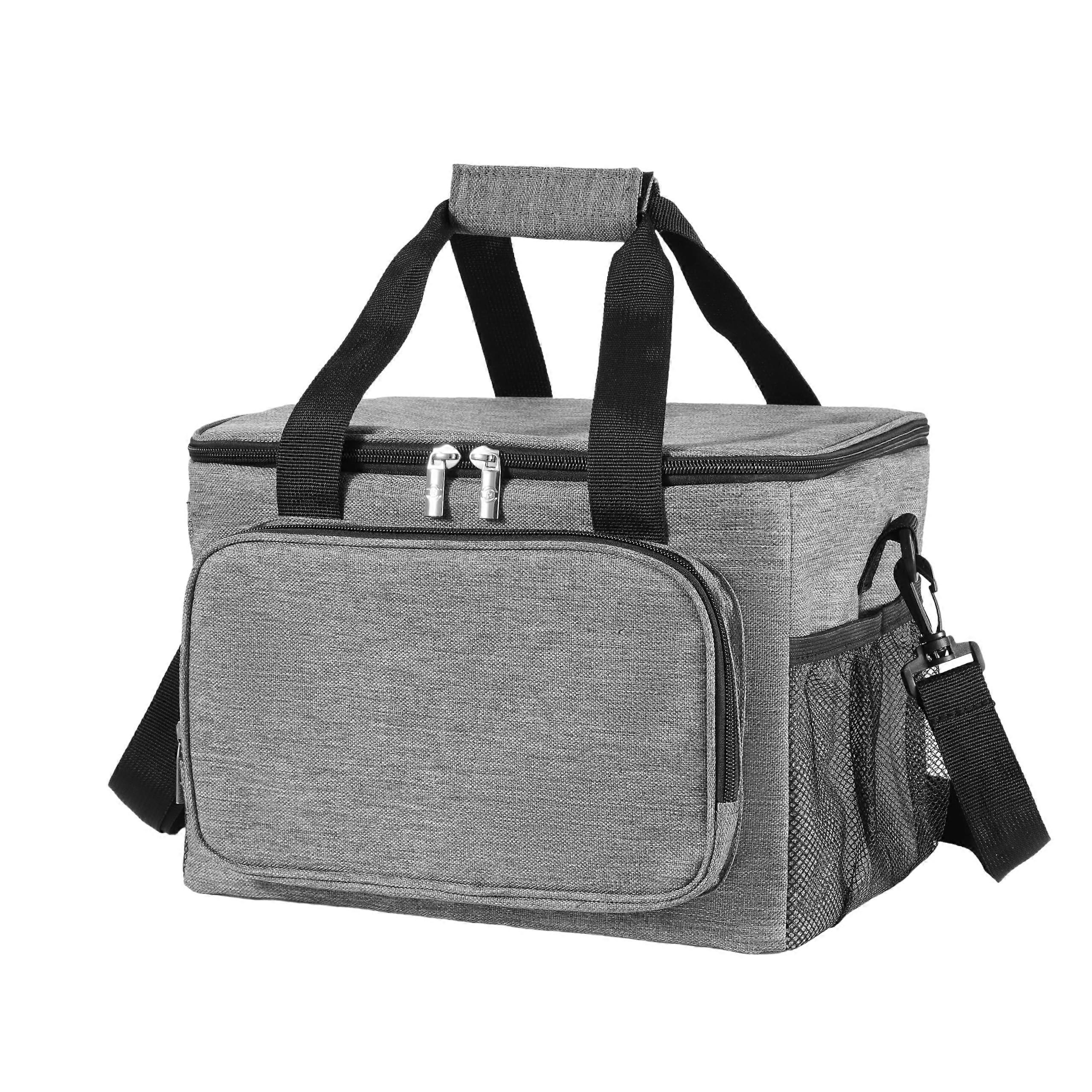 Insulated Picnic Bag 15L Large Cooler Lunch Bag for Work, School, Beach, and Picnic - Grey Color