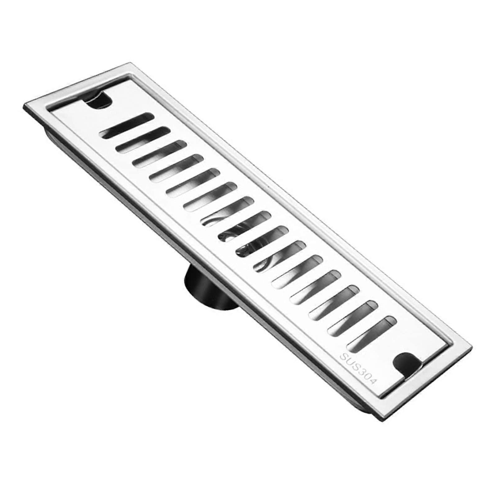 Linear Shower Drain 40 cm Stainless Steel Rectangular Floor Drain with Removable Grille for Hotel Shower Rooms