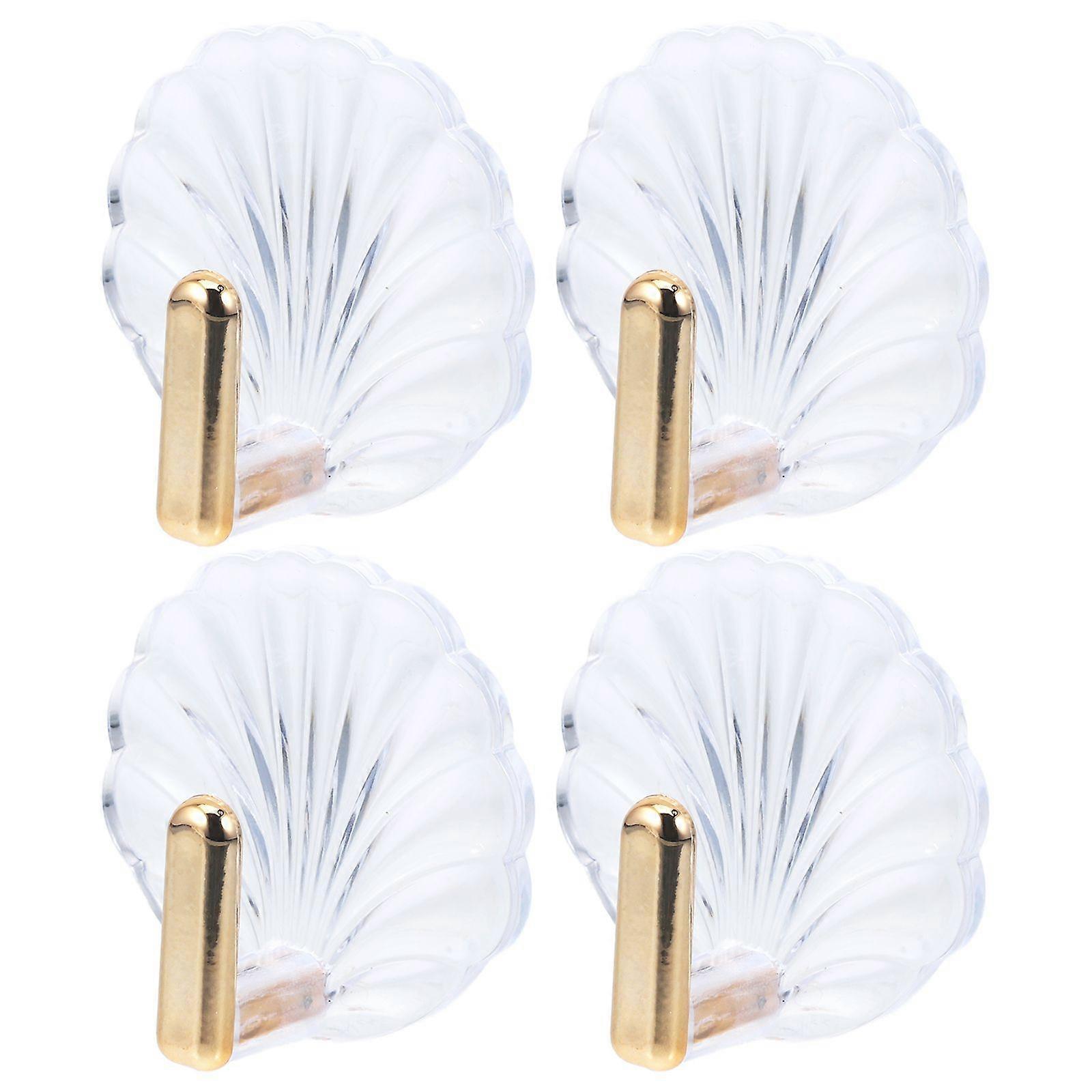 4pcs Self Adhesive Wall Hooks Hanging Keys Hooks Towels Purses Hats Caps Storage Hooks