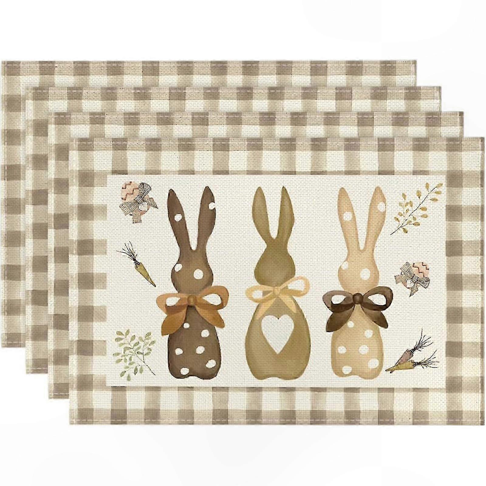 Spring Easter Placemats with Bunny and Chick Design for Holiday Dining Decor