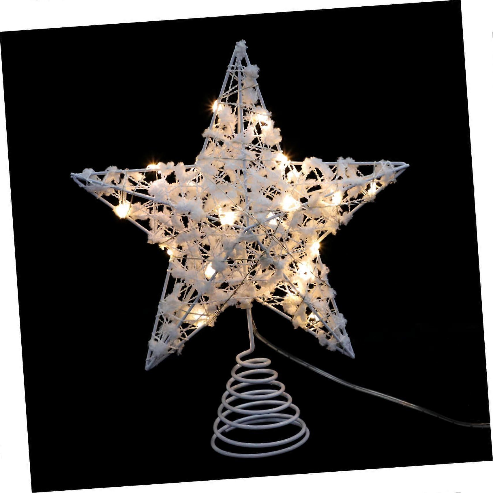 Christmas Tree Topper Iron Craft With LED Lights Battery Powered, Treetop Decor Safe And Easy To Install