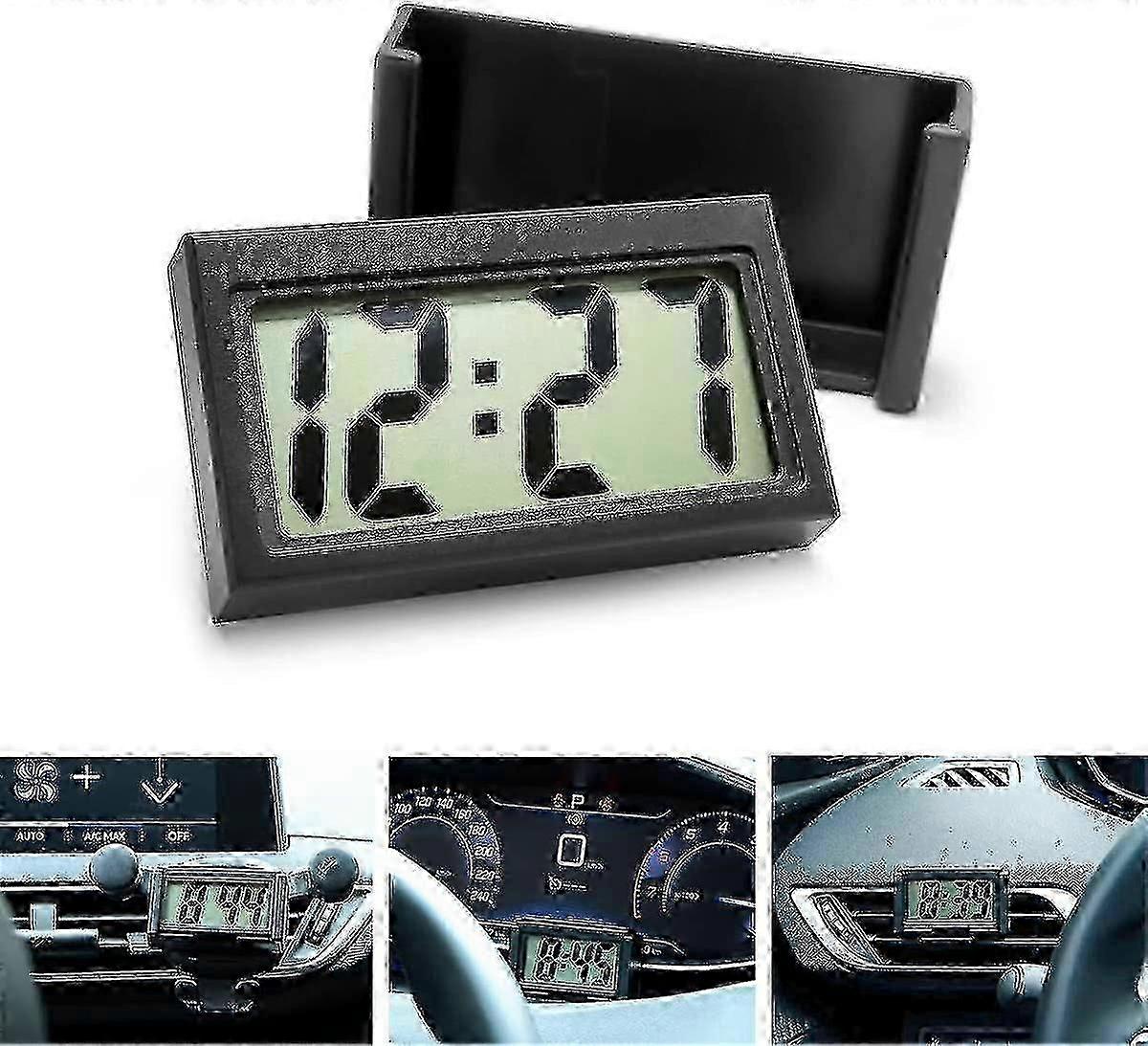 Compact Digital Car Clock with Self-Adhesive Backing for Dashboard Display