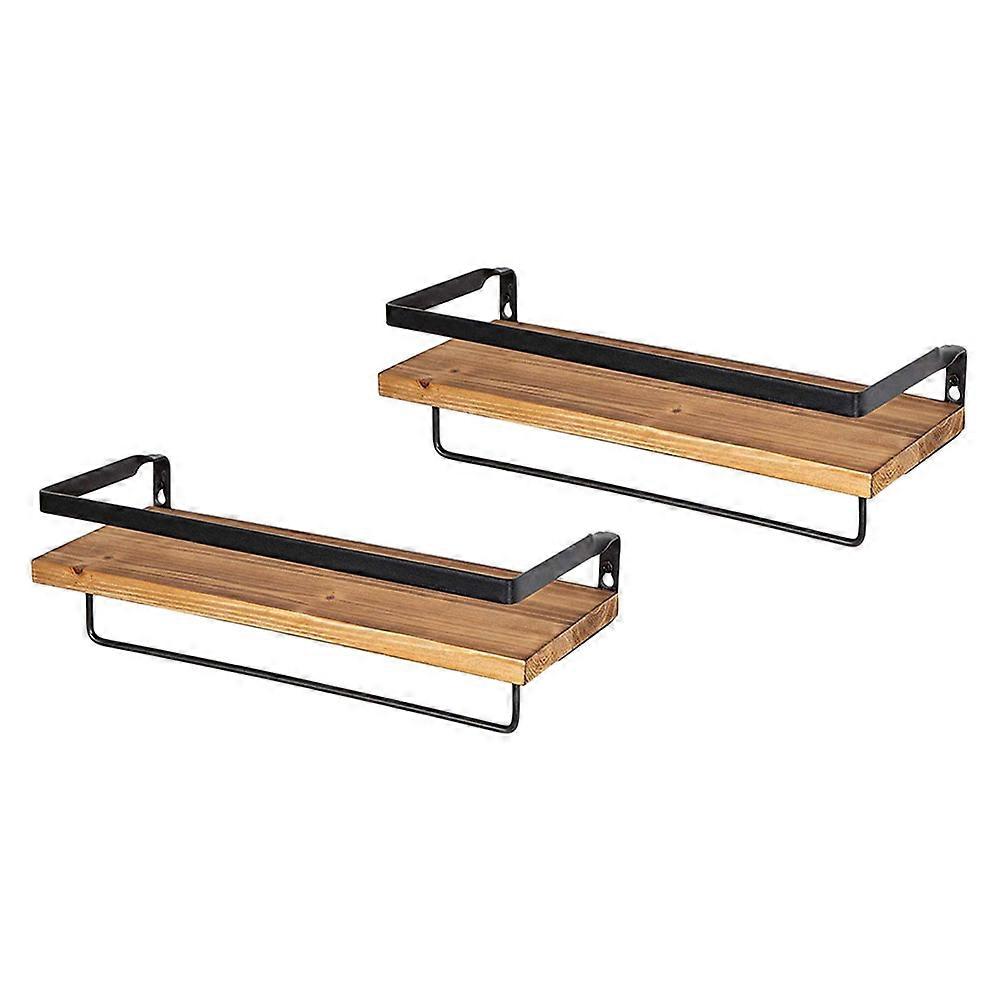 Wall Mounted Wooden Storage Rack with Towel Holder Hooks – Rustic Floating Shelf for Kitchen & Bathroom Organization, Space Saving Design
