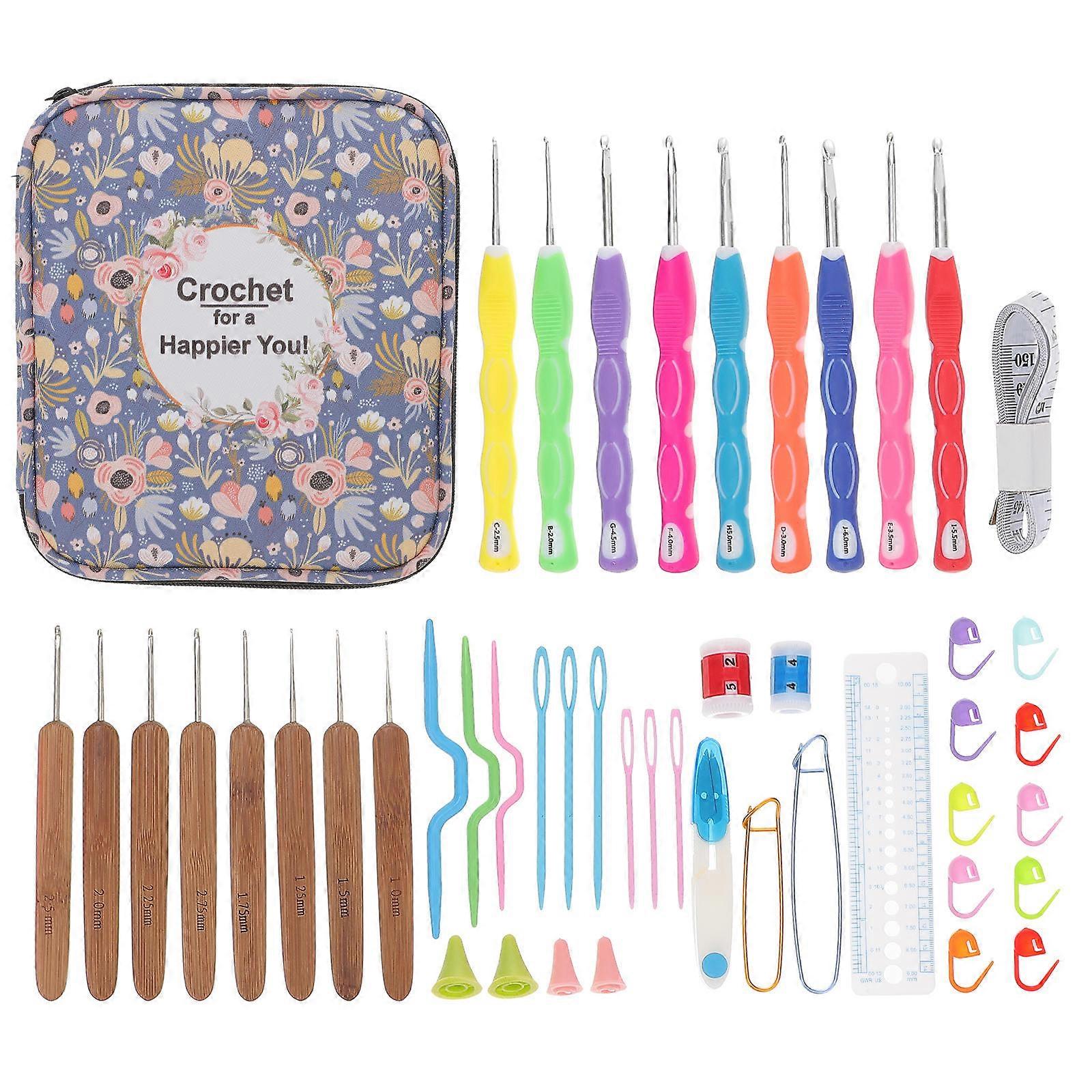 Knitting and Weaving Crochet Kit for Making Scarf Assorted Color Aluminum and Cotton Material Portable 1Set