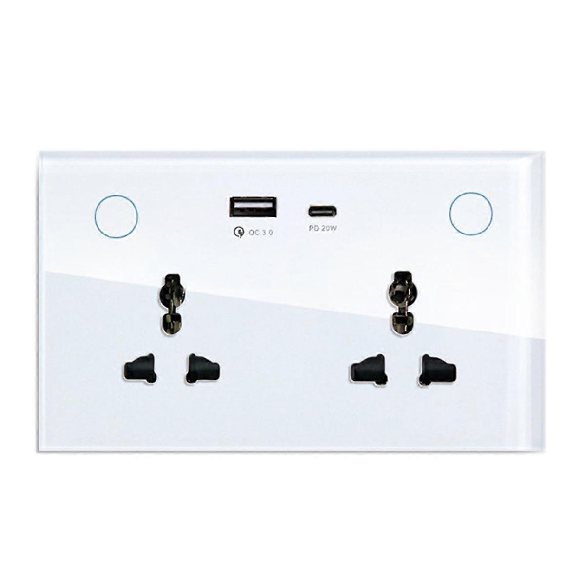 Tuya WIFI Smart Wall Socket with USB Type-C UK Smart Plug Smart Life with Timing Smart Home Work wi