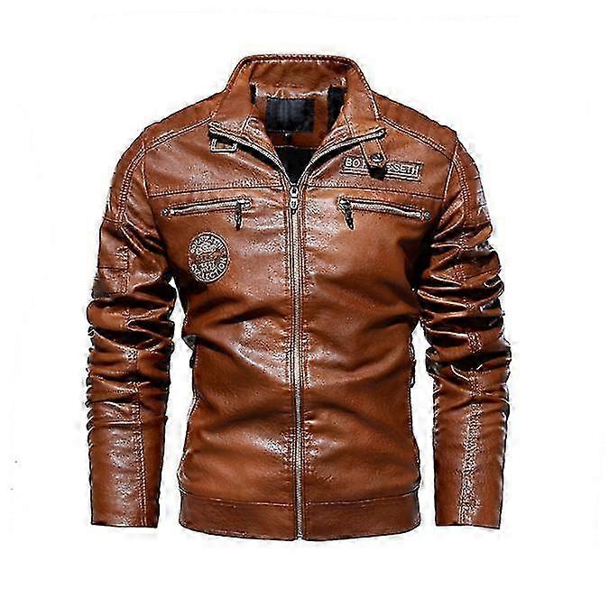 Men Brown Leather Motorcycle Jacket