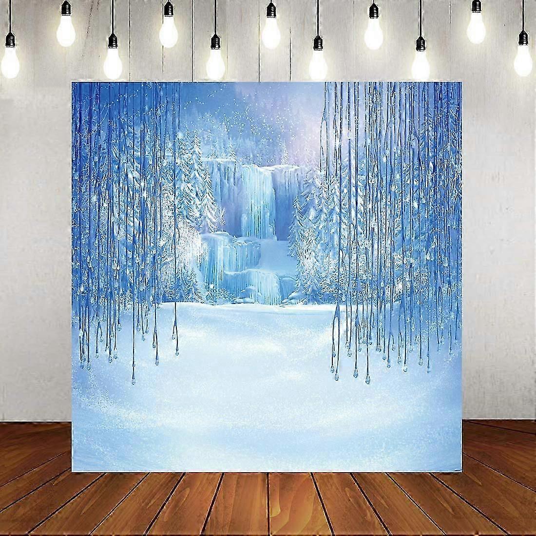 8x8ft Frozen Winter Photography Backdrop - Ice and Snow Theme Party Backgroundl