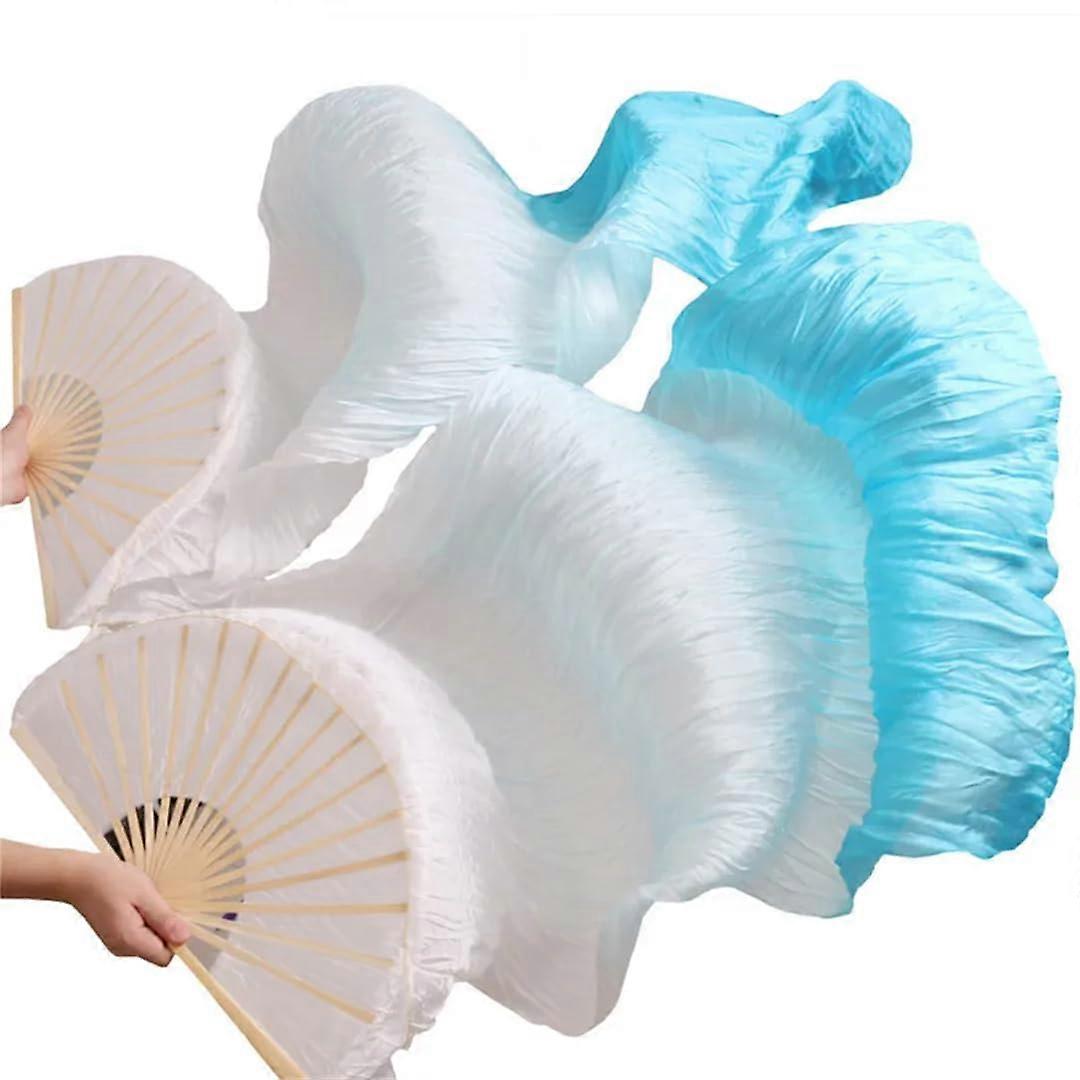 Women'S Belly Dance Silky Fan Handmade Gradient Color Dance Fans 19 L180x90 Real Silk