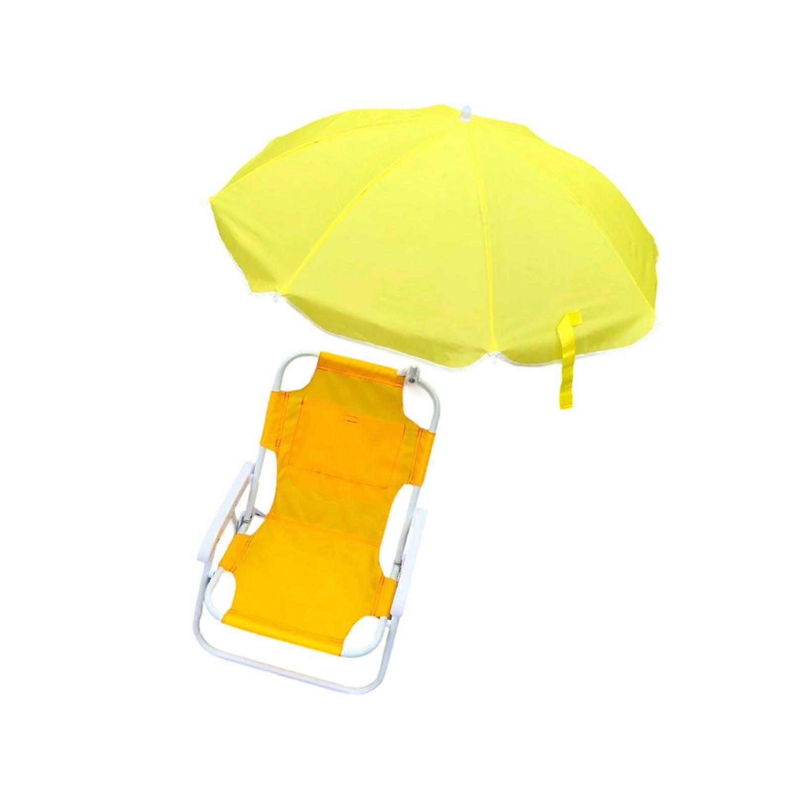 Adjustable Sun Shade Children Portable Beach Chair Metal Structure Foldable Design For Backyard Poolsides Use  Yellow