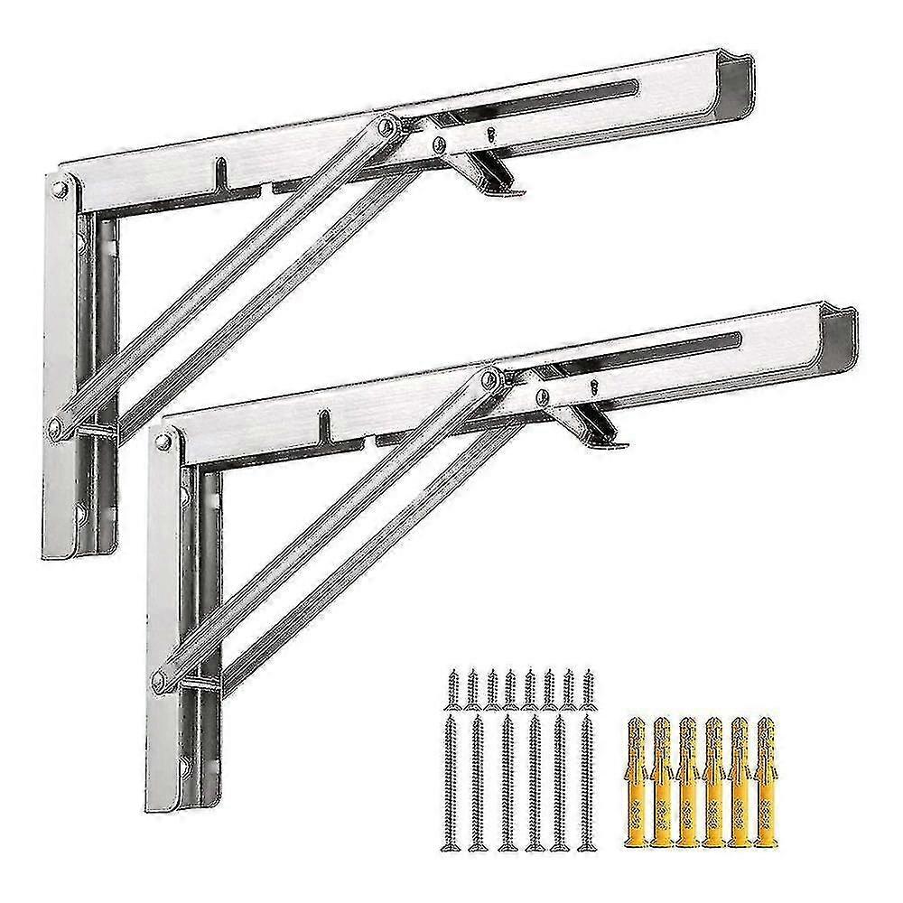 2 Pieces Folding Bracket Heavy Duty Stainless Steel Folding Brackets Folding Hinge 90 Degree Space Saving Folding Angle Shelf Support For Home Kitchen