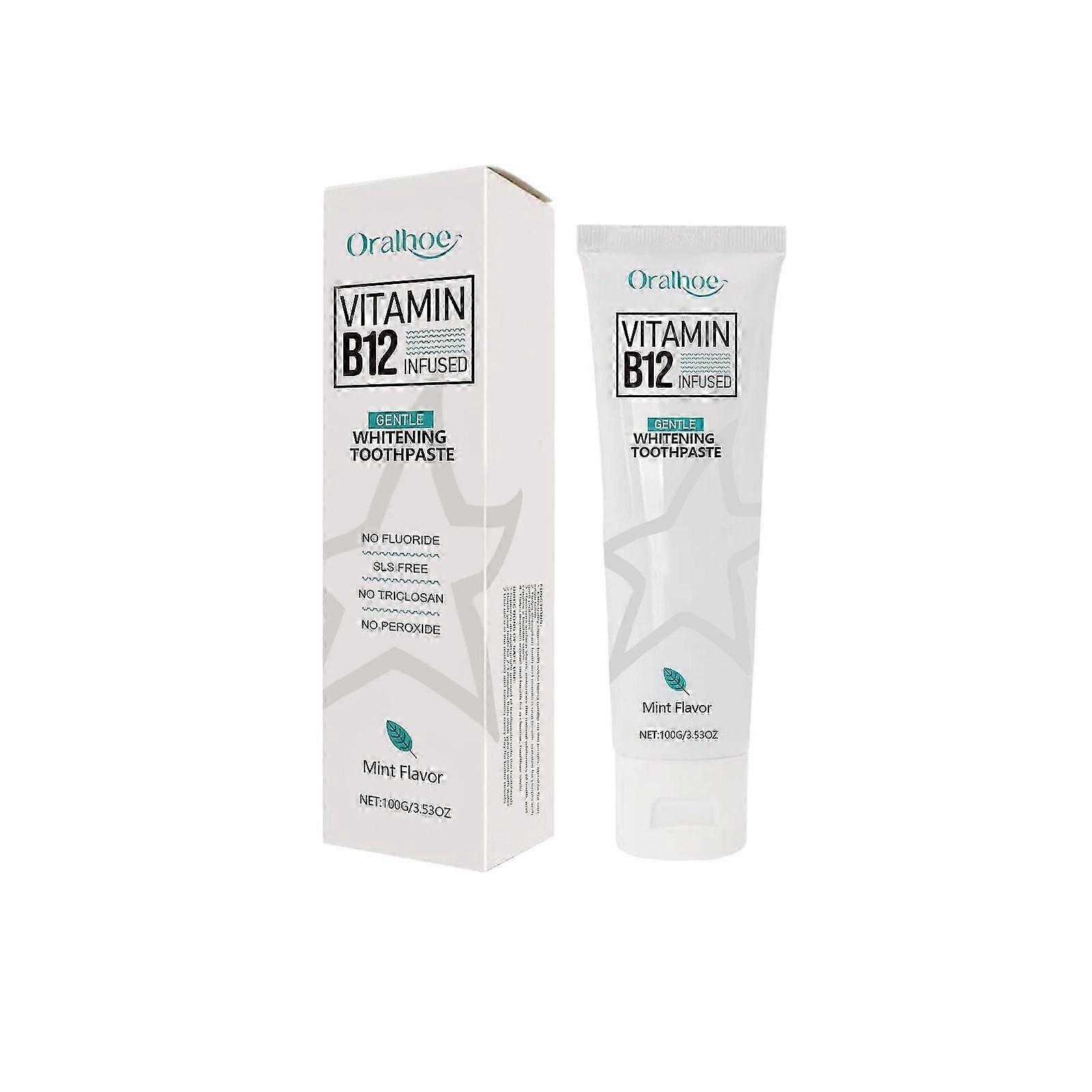Vitamin Toothpaste with Peppermint Oil - Freshens Breath & Removes Stains - 100g