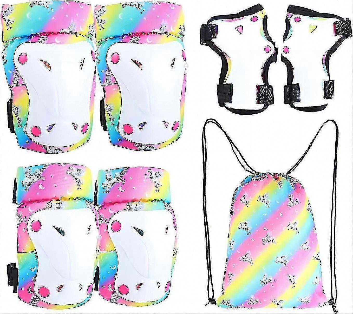 Barn Justerbar Knä & Armbåge Skyddsutrustning Set 6 i 1 Handledskuddar För Cykel Inline Skate Scooter 3-8 år gammal