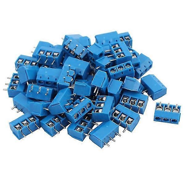100 pcs blue ABS KF301-3P 5.08 mm 3-Pin Terminal Screw Terminal Connector, PCB Terminal Block