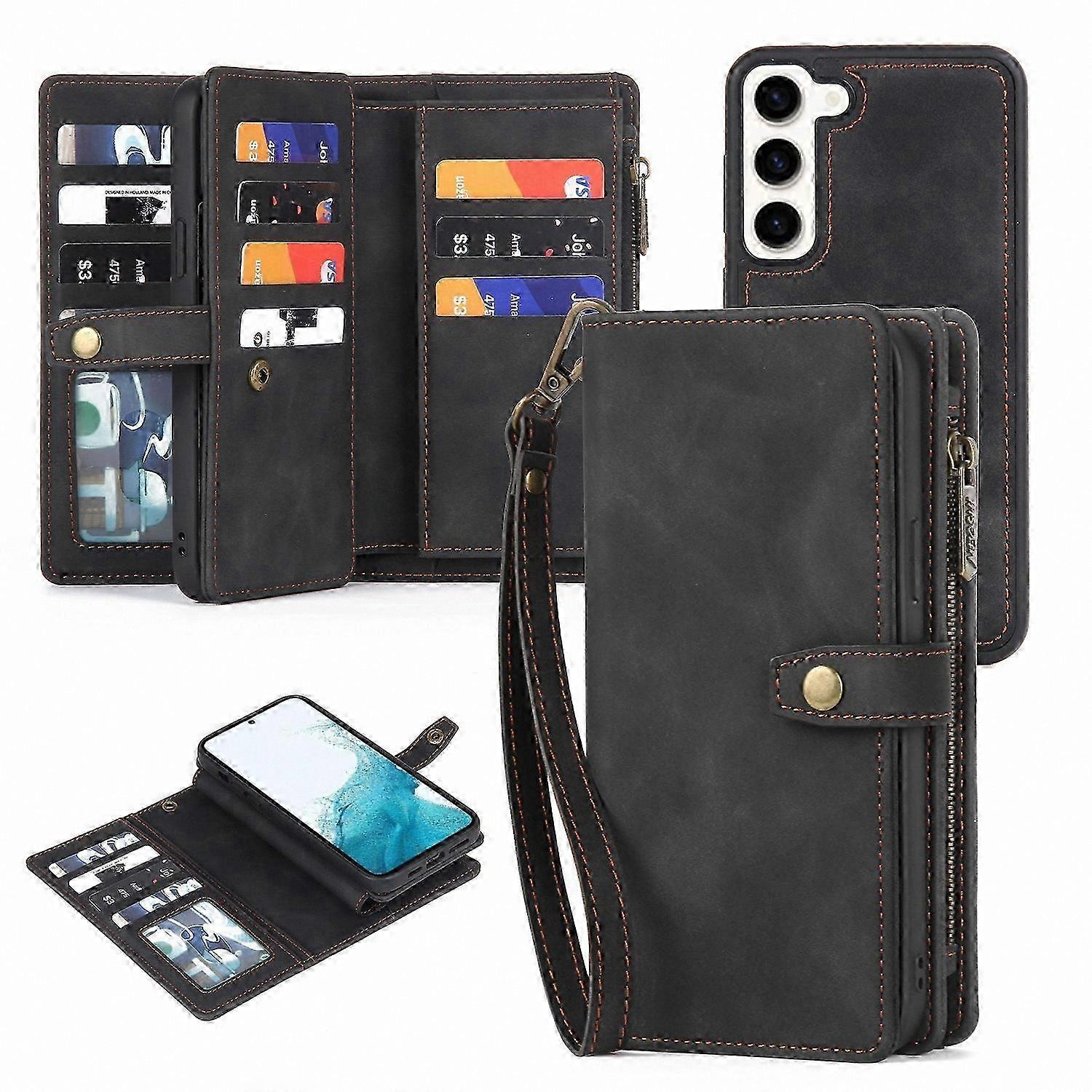 Magnetic Detachable Leather Phone Case with Zipper Wallet for Android Devices