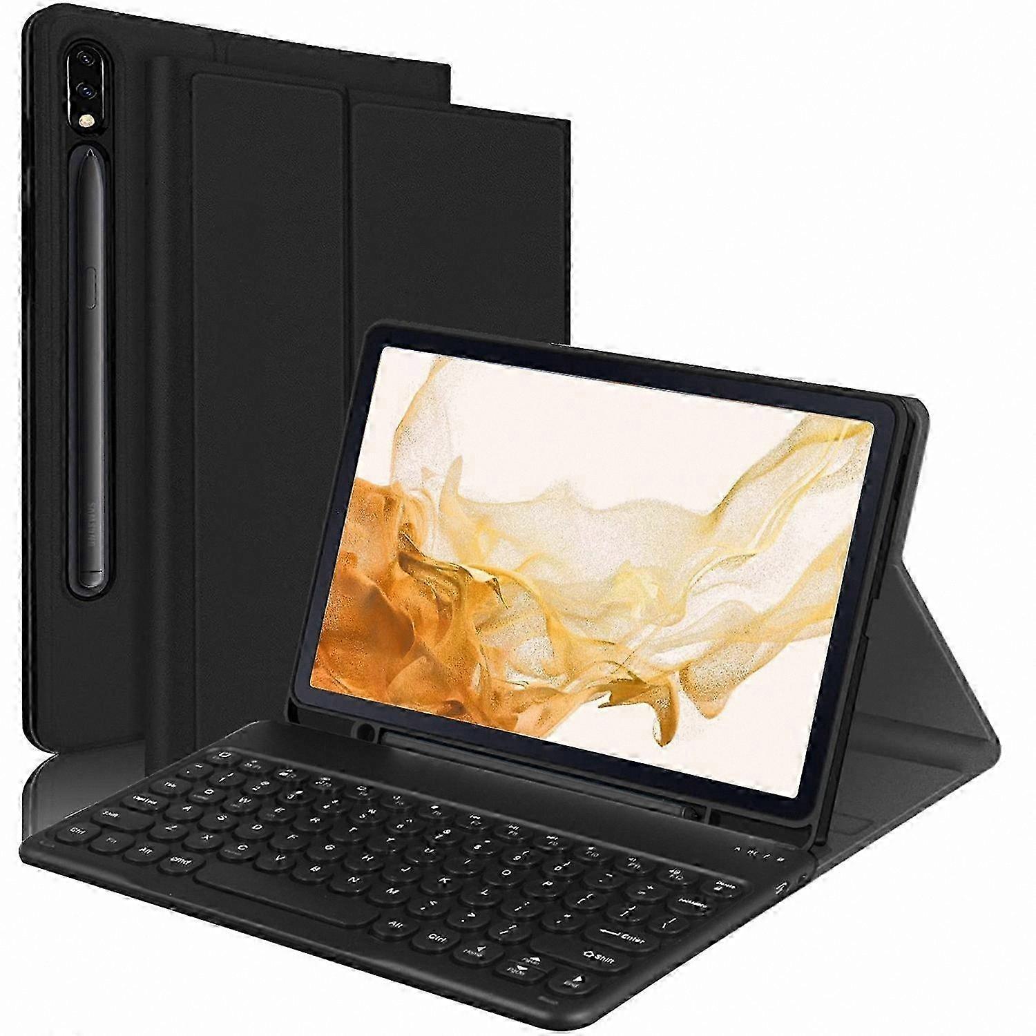 Bluetooth Keyboard Case with Pen Holder and Stand for 12.4 Inch Tablets