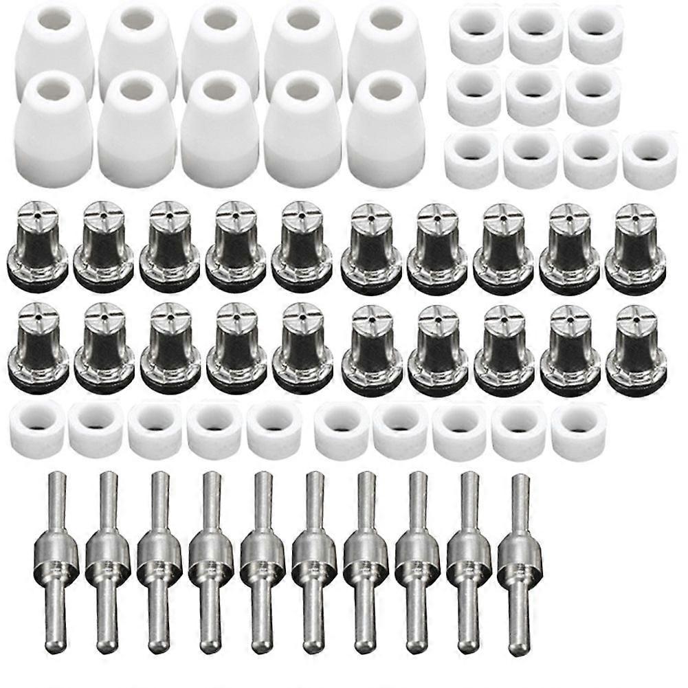60Pcs PT31 Plasma Cutter Electrode Tips Cup Consumables Extended Plated Kit for HYC45D HYC50D CUT50