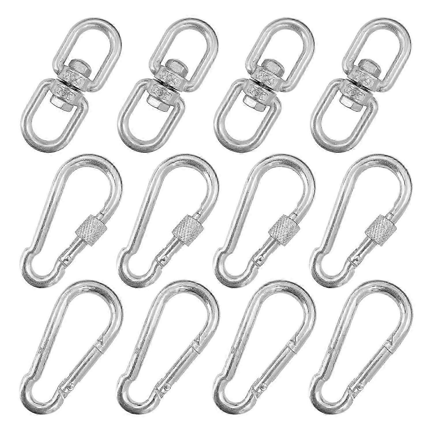 12Pcs M6 Swivel Ring Double Ended Swivel Eye Hook with M6 Snap Hooks, Stainless