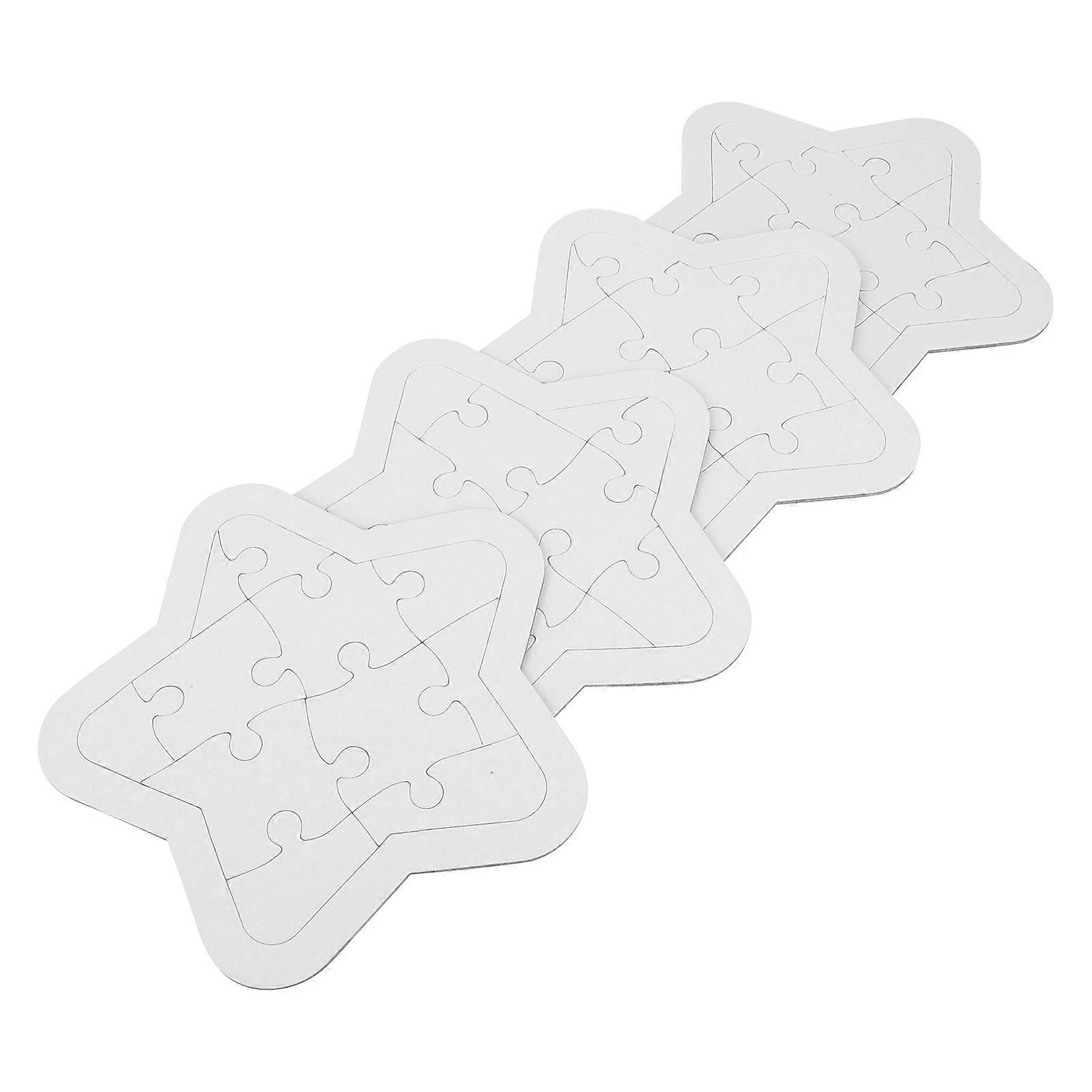 Blank Puzzle Five-Pointed Star DIY Coloring Puzzle Pieces for Kids 4Sets