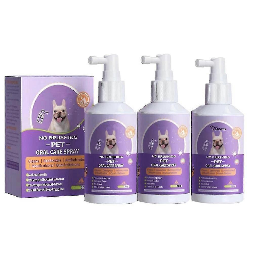 3pcs Teeth Cleaning Spray for Dogs & Cats Pet Oral Bad Breath Plaque Remover Spray