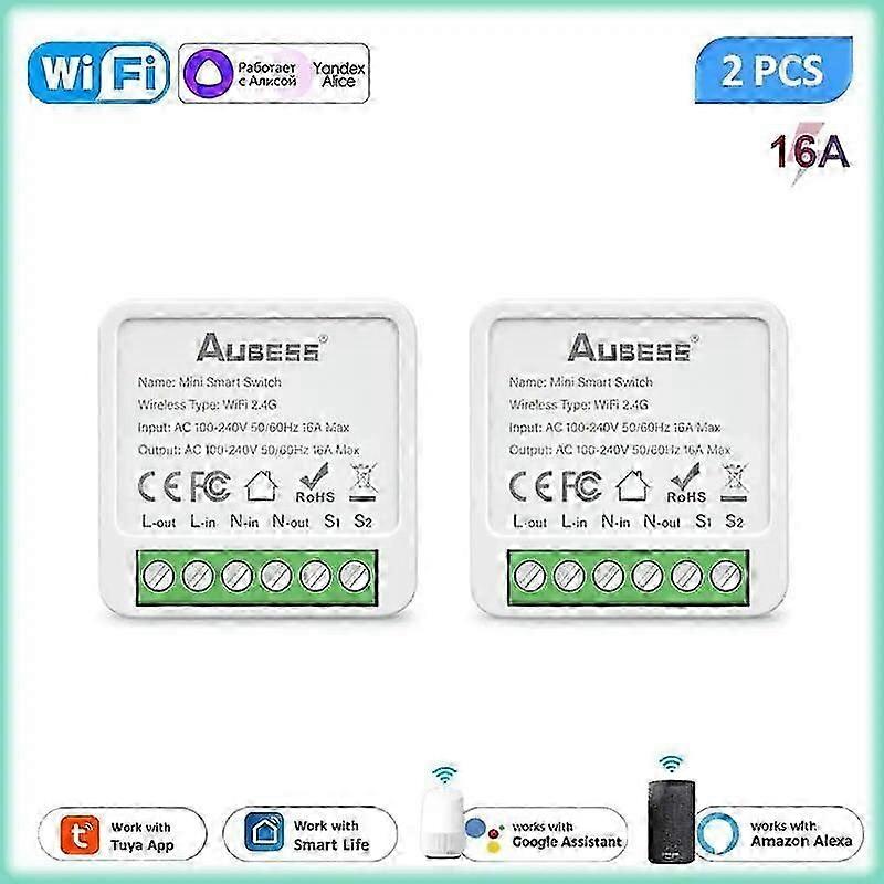 16A Wifi Smart Switch Smart Home Light Switches Module 2 Way Control Work With Tuya Smart Life Alexa Google Home Yandex Alice