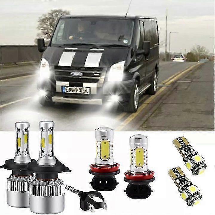适用于福特全顺 MK7 55w 白色 6000K HID 高/低/雾/侧 LED 大灯灯泡套件