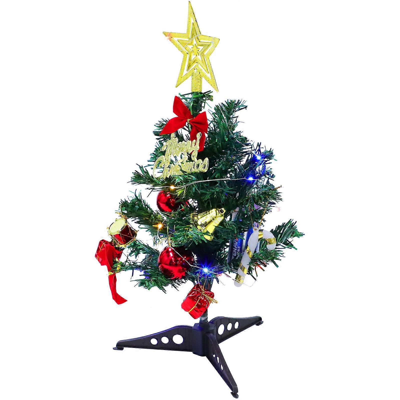 Mini Christmas Trees Small Christmas Tree Decorative Xmas Tree with Light 2Sets