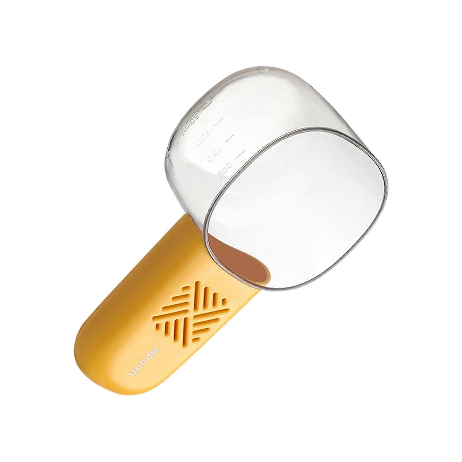 Grain Spoon With Scale MultiFunctional Rice Scoop And Powder Measuring Tool For Soybean Cat And Dog Food Yellow