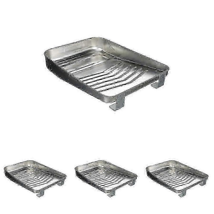 Angled Ribbed Paint Tray 9 Inch with Ladder Hook Reusable Durable 4-Pack