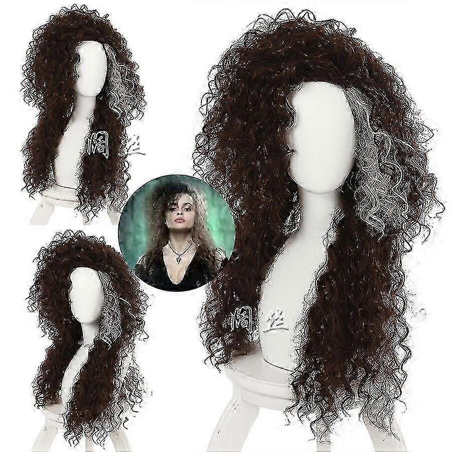 Bellatrix Lestrange Long Mixed Brown Wavy Wig Heat Resistant Synthetic Hair Happy H-2025
