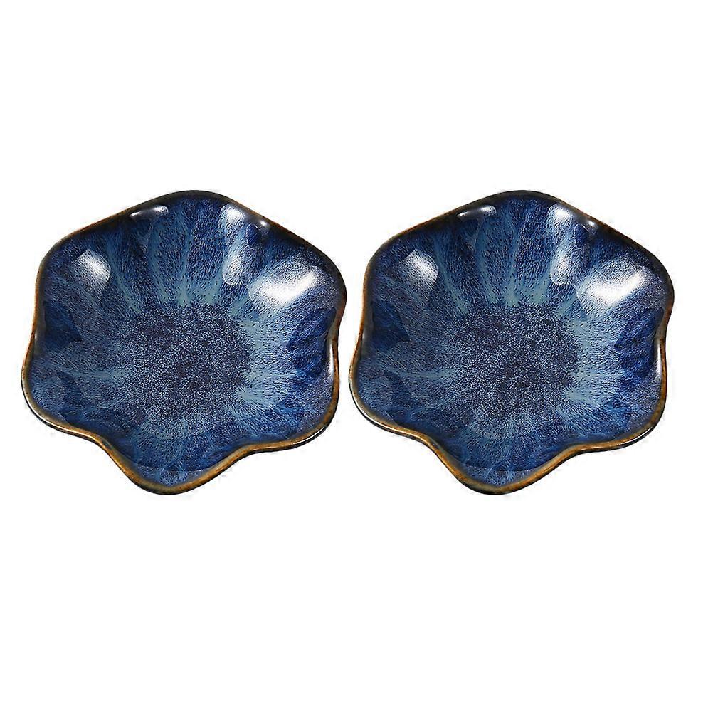 Lotus Leaf Shape Small Condiment Bowls 2Pcs Practical Design Dipping Sauce Plates Perfect For Holding Sauces And Decor At Home Or Restaurant Settings