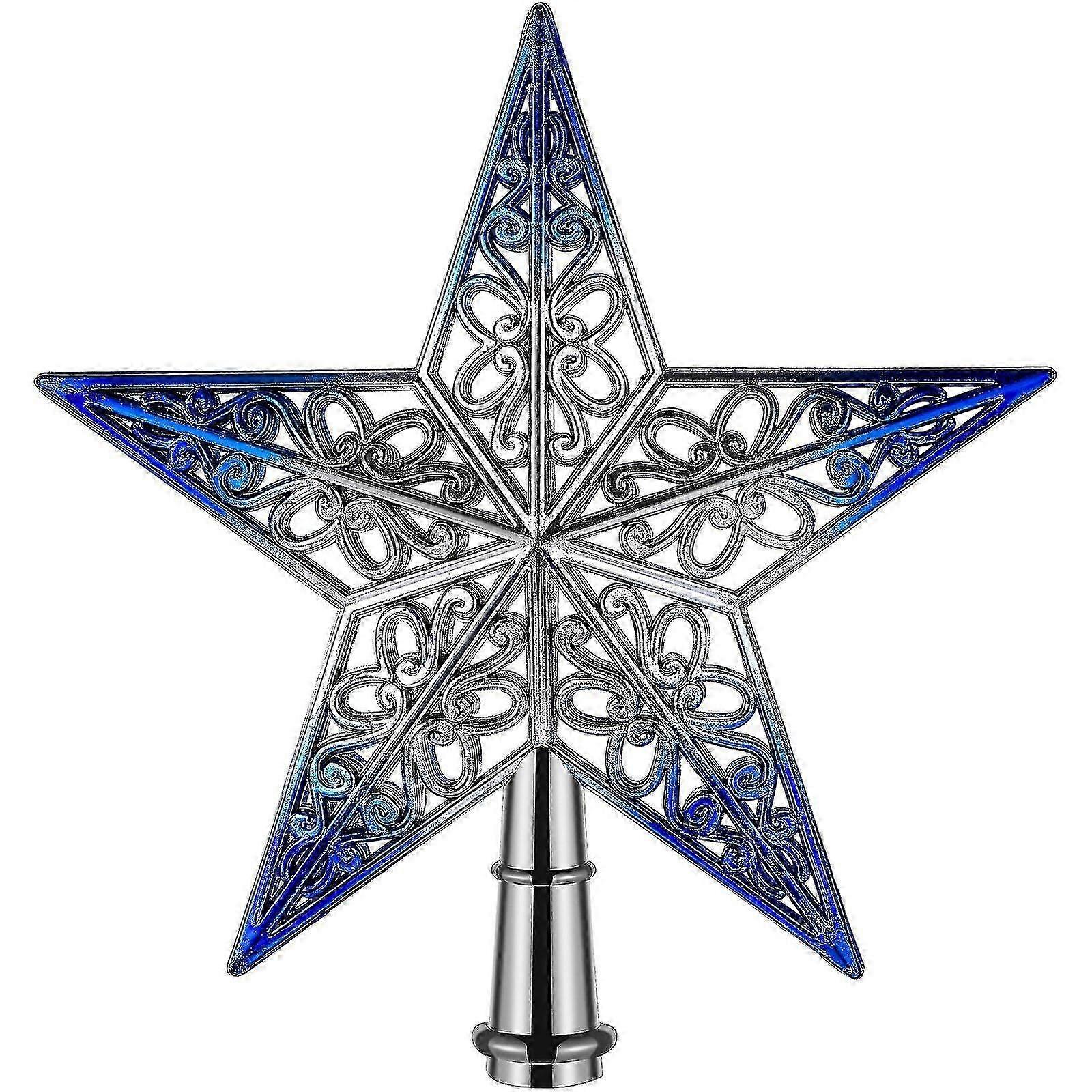 1pc Christmas Tree Topper Star Plastic Tree Decoration 5 Point Star Tree Topper Hollow Out Star Tree Topper