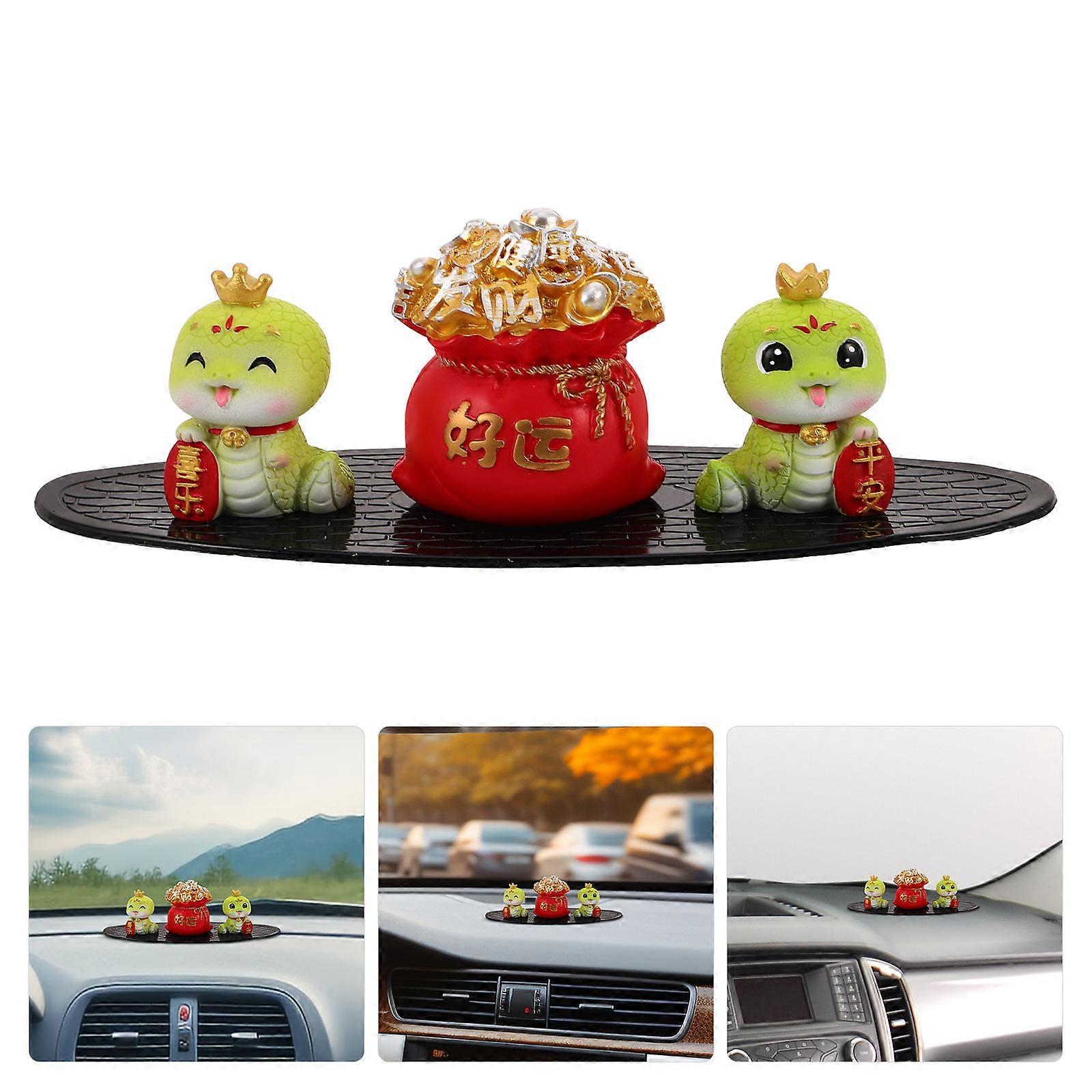 Zodiac Snake Sculpture Resin Figurine for Car Dashboard 3Sets Ornament