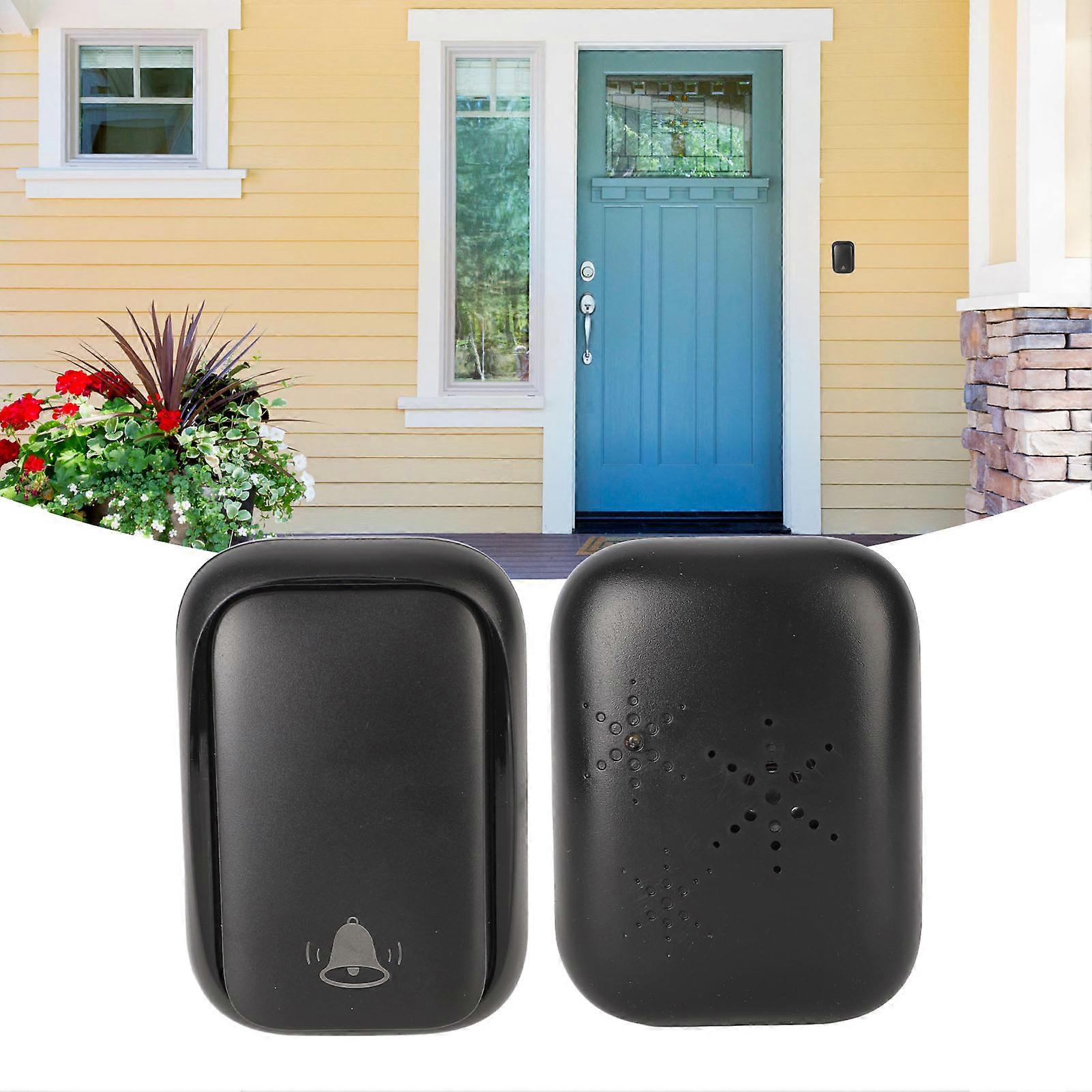 Black Wireless Self-Powered Doorbell Outdoor ABS 111g