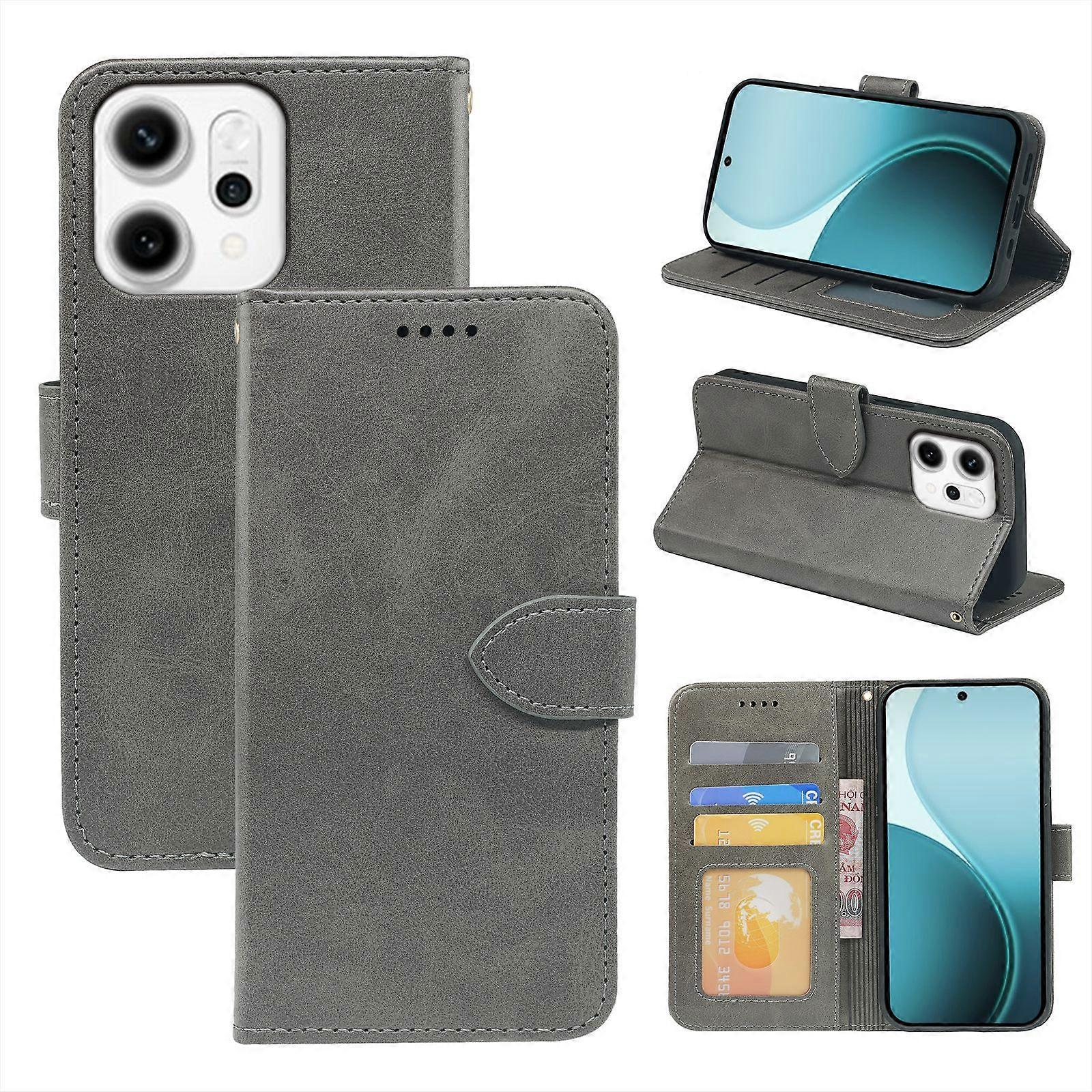 Mobile Phone Case for OPPO Realme 15 Pro with Stand Calfskin Photo Frame Flip Leather Case