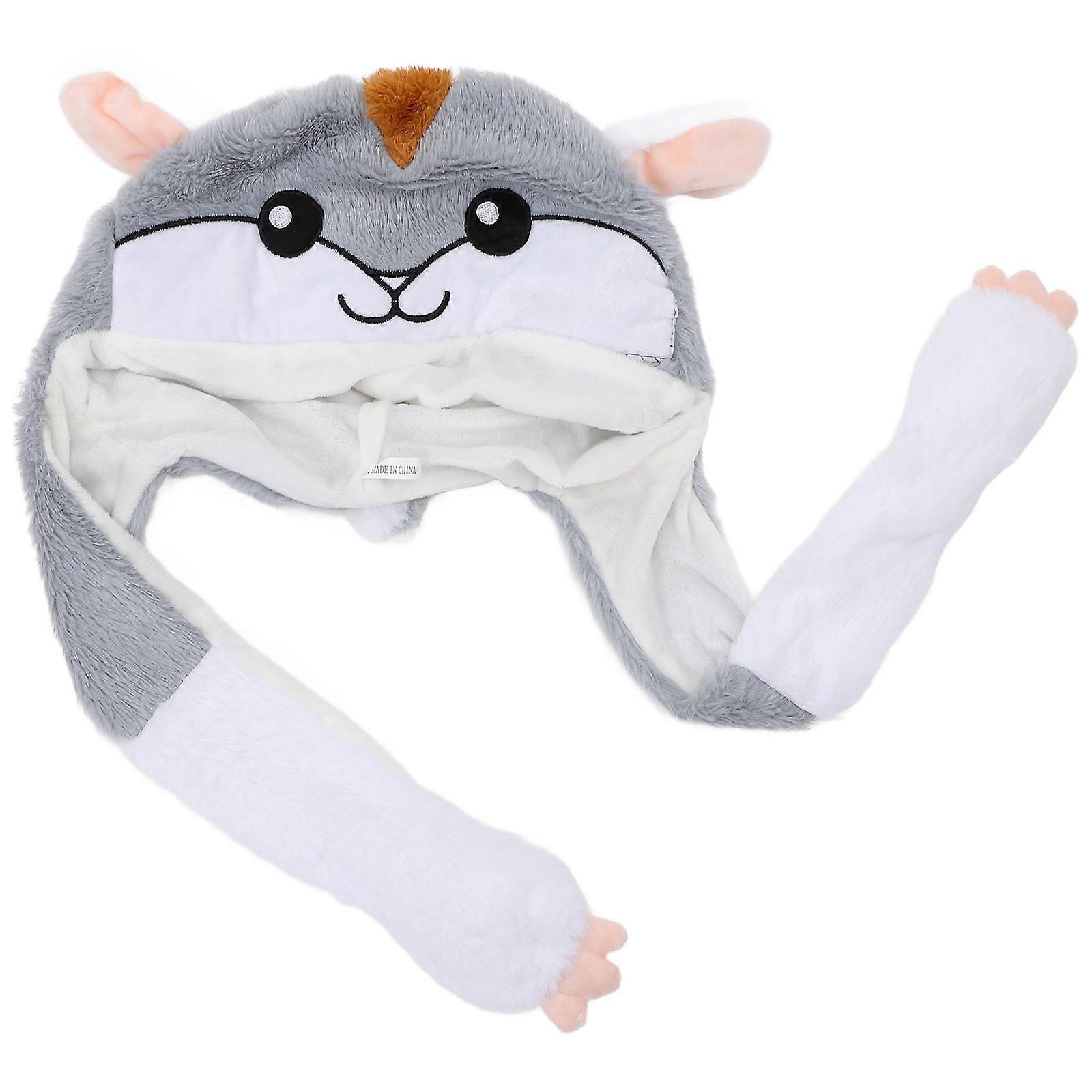 Humorous Plush Hamster Hat Ideal For Kids And Adults Featuring Moveable Ears For Parties Events 1Set