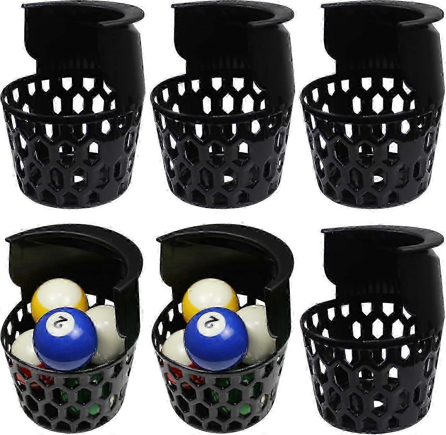 6pcs Pool Table Pockets, Plastic Web Billiard Baskets, Black Snooker Net Bag fits Standard 7/8/9 Foot Table (Set of 6)