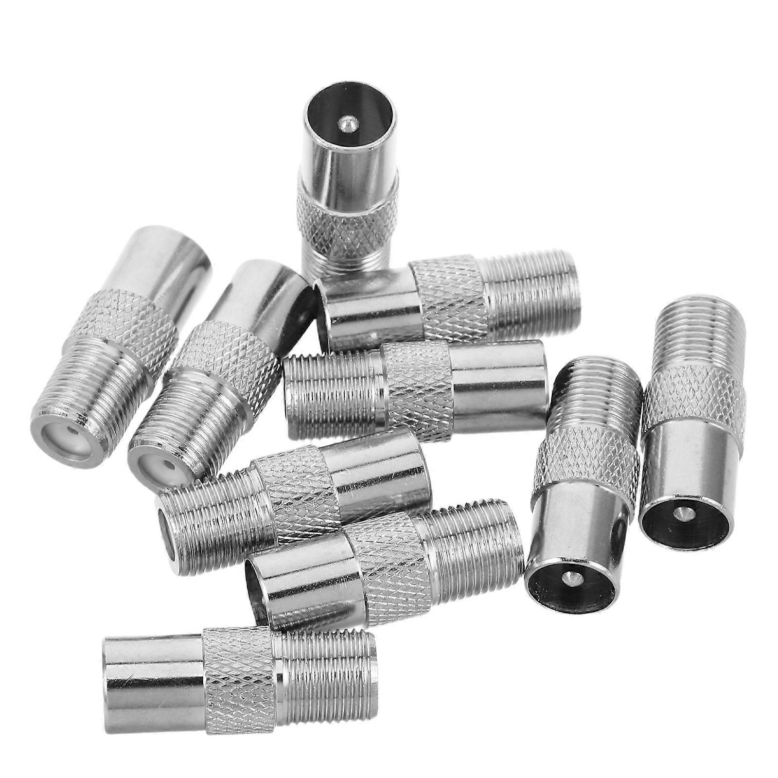 Precision F Connector to Coax Adapter for Connecting 10Pcs Silver