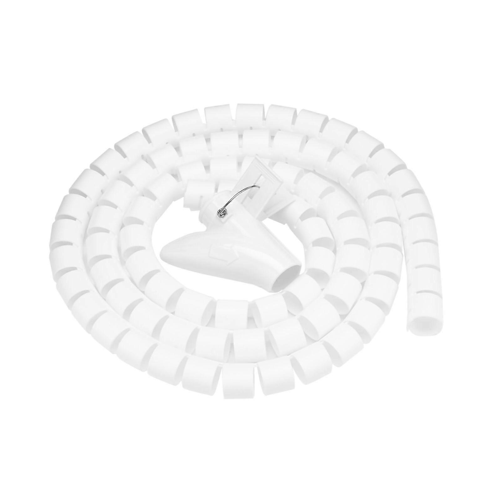 Flexible Spiral Tube Cable Organizer Wire Wrap Cord Protector Wire Storage White 1.5m * 22mm