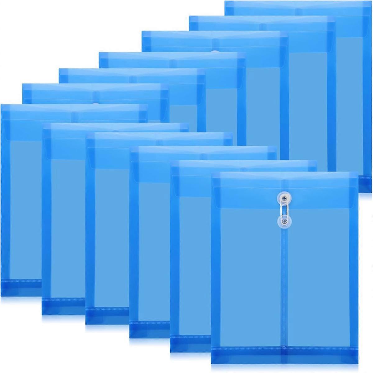 12PCS Plastic File Folders for Documents,A4 Plastic Envelopes Folders with Snap Closure and String Tie,for School Home A