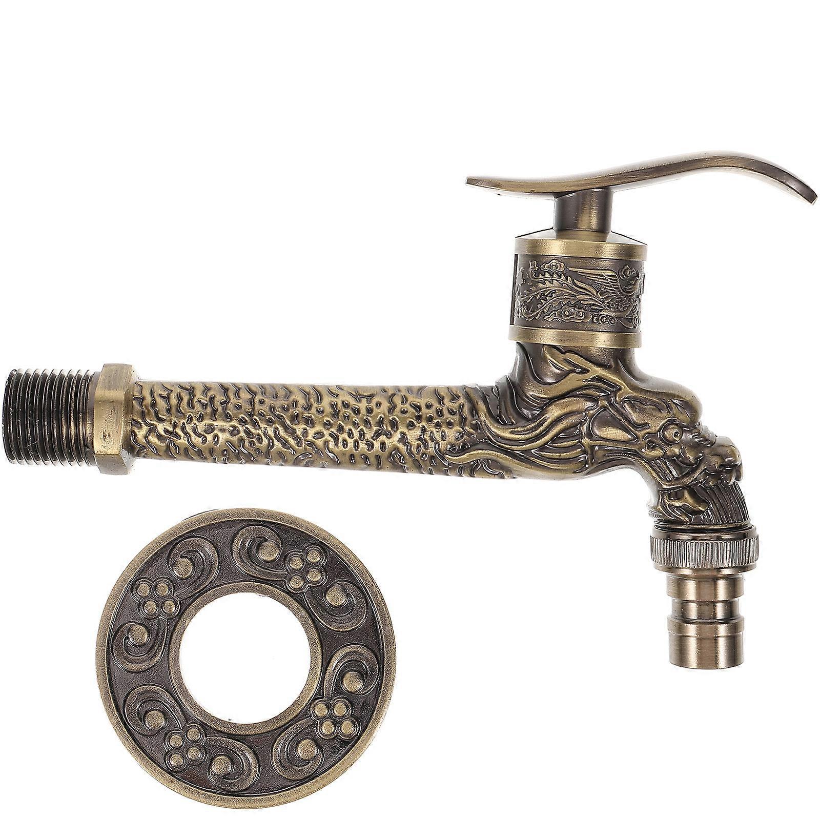 Zinc Alloy Garden Faucet Wall Mounted Faucet for Yard Use 2Pcs Light Brown
