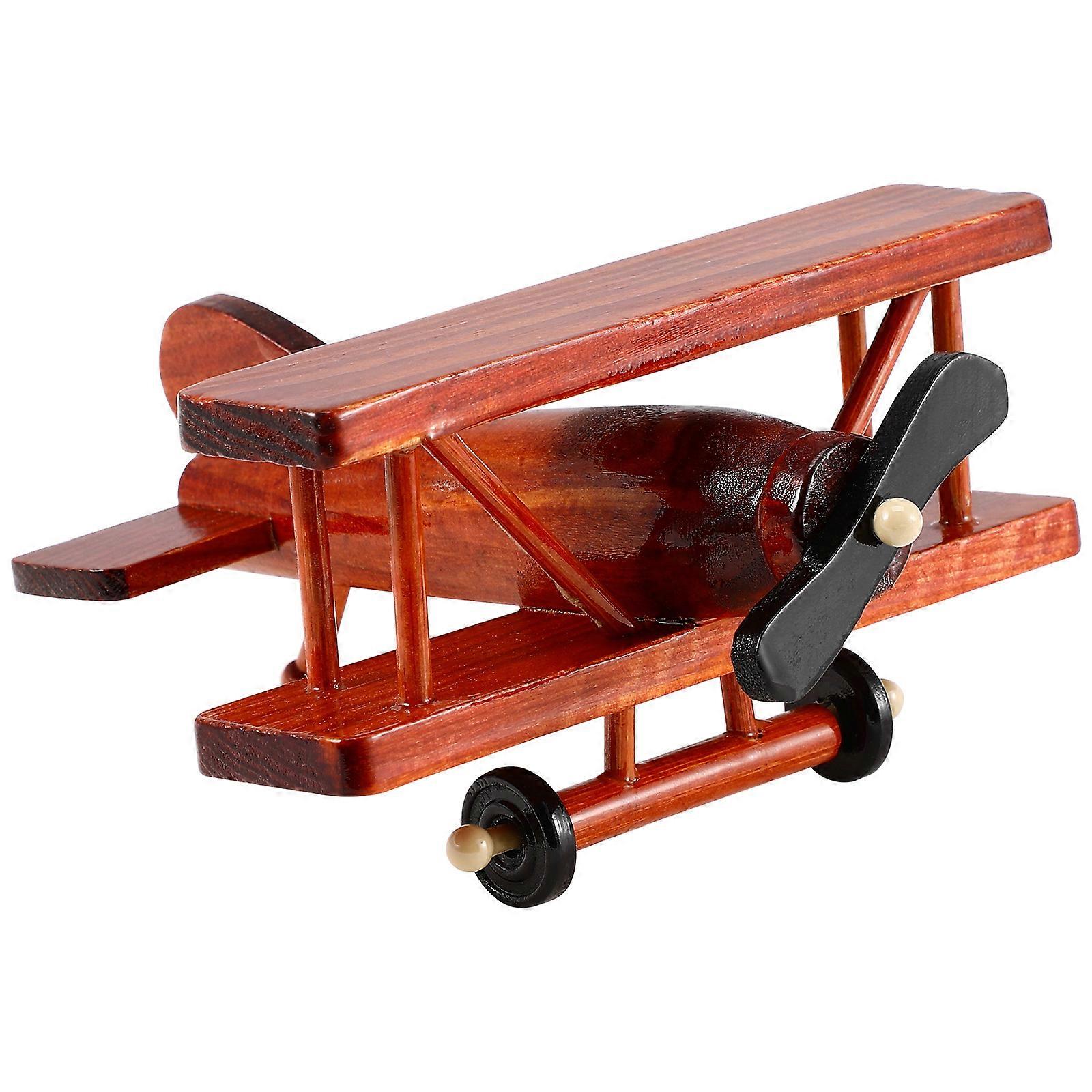 Retro Airplane Model for Creative Display 2Pcs Wooden Plane Ornaments