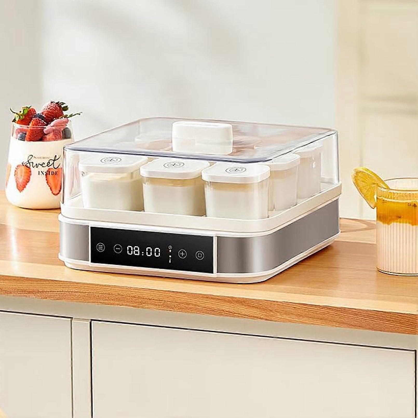 Digital Yogurt Maker With Temperature And Time Control, 5.7 Inch Tall, 9 Glass Jars, 52 Oz Total, Stainless Steel