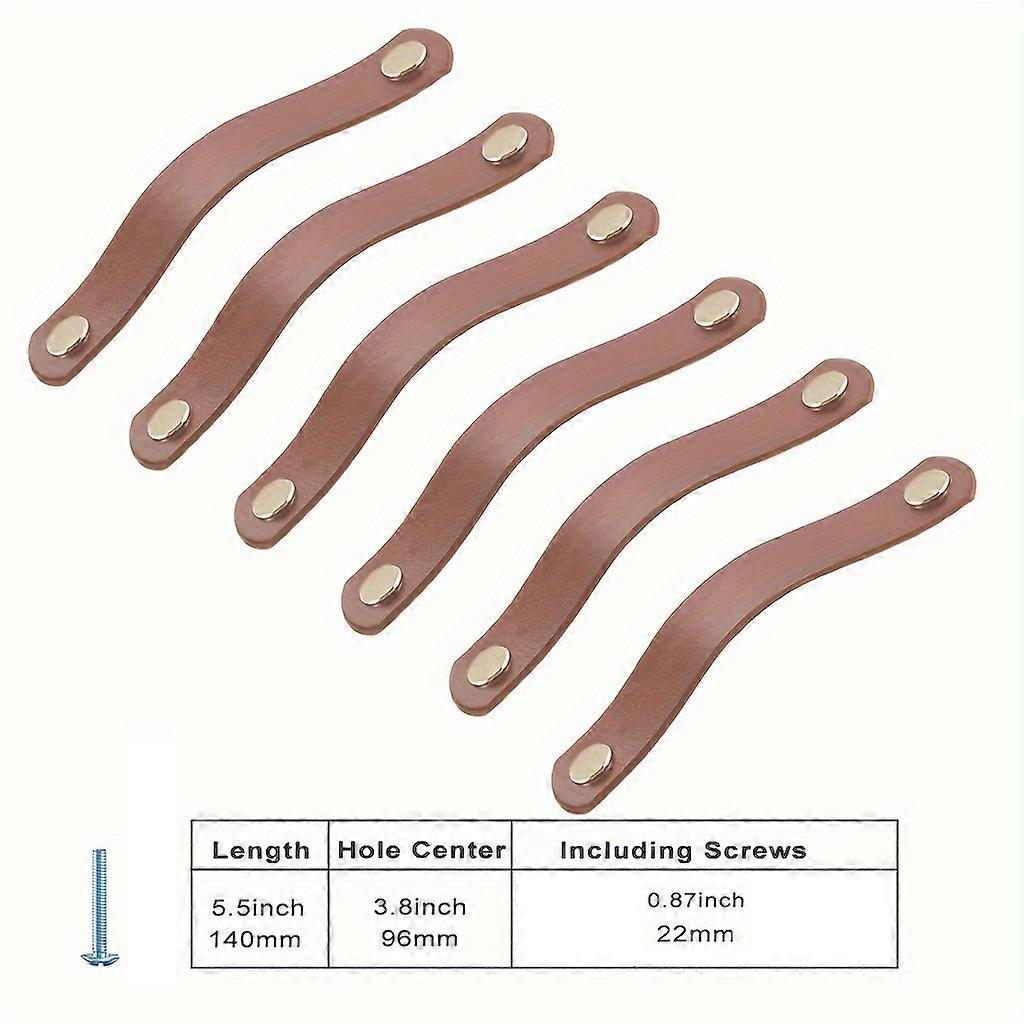 6 Pack Brown Soft Leather Drawer Pulls Vintage Cabinet Handles for Wardrobe Home Decor Handles For Furniture Cabinet Knobs