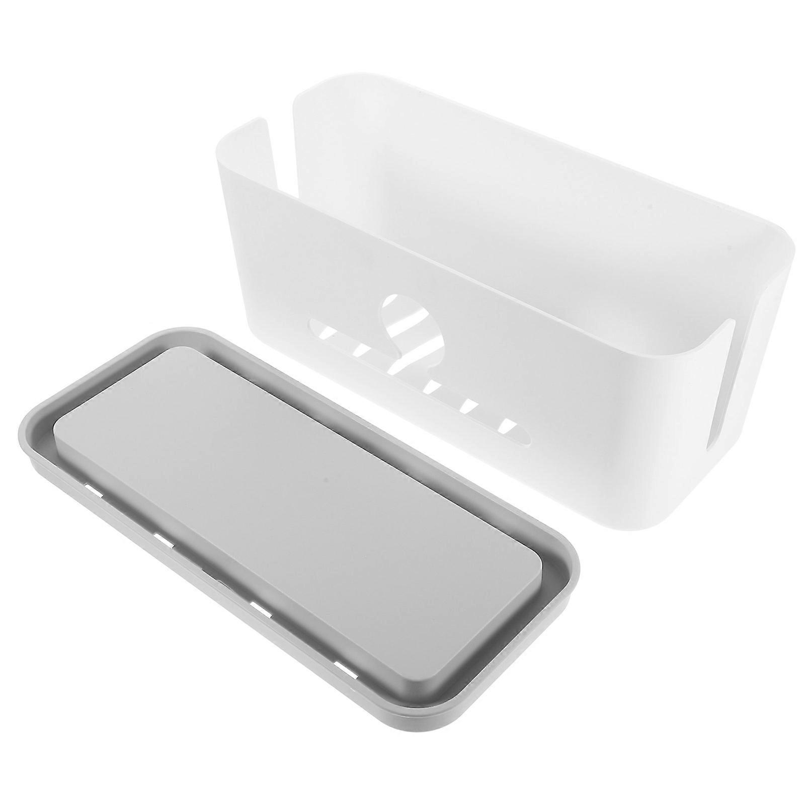 Cord Hider Box Practical Power Cord Storage Box Ventilation Dust Prevention Organizer for Study White 31x14x13cm 1Pcs