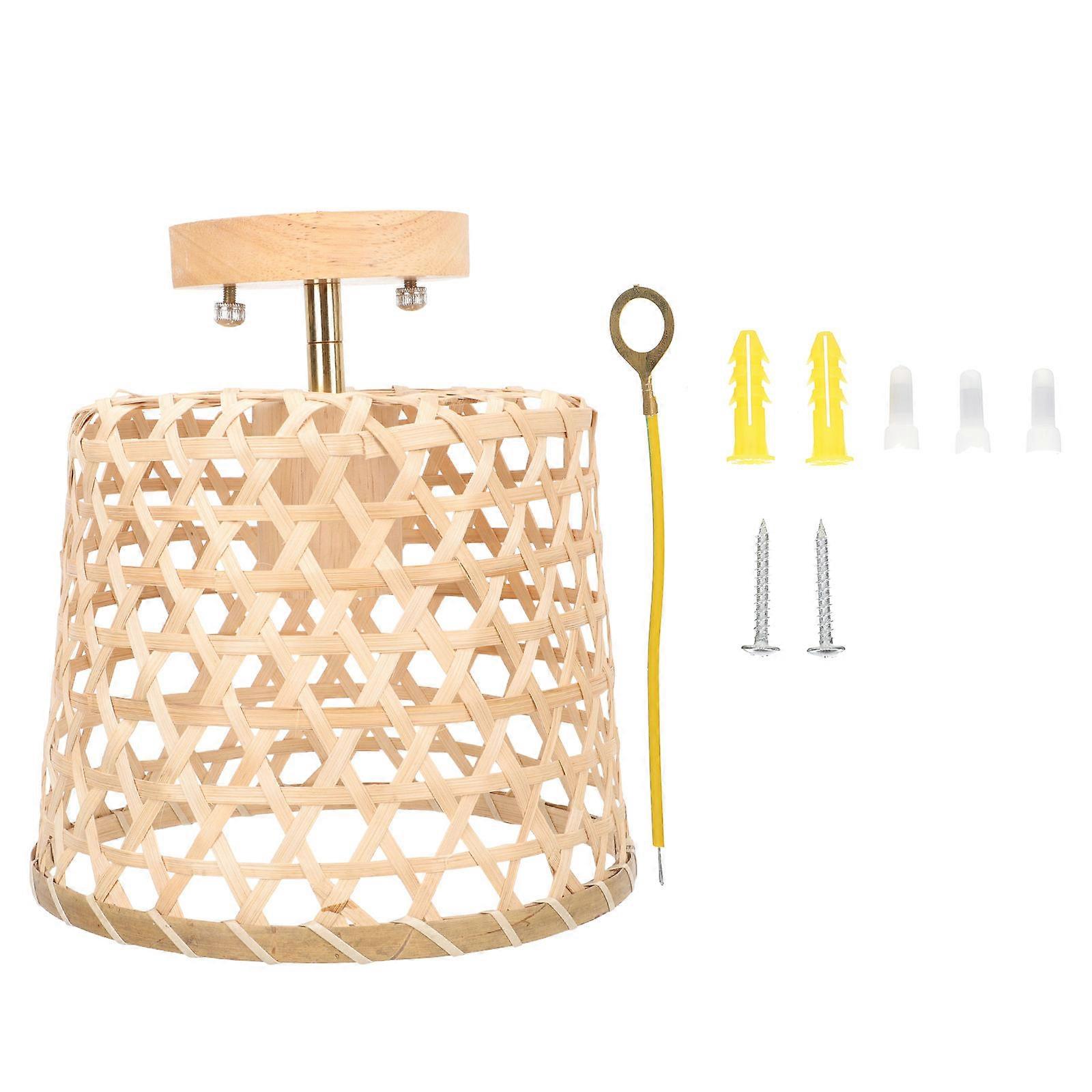 Yellow Bamboo Pendant Light for Ceiling Decor Rustic Hanging Lamp