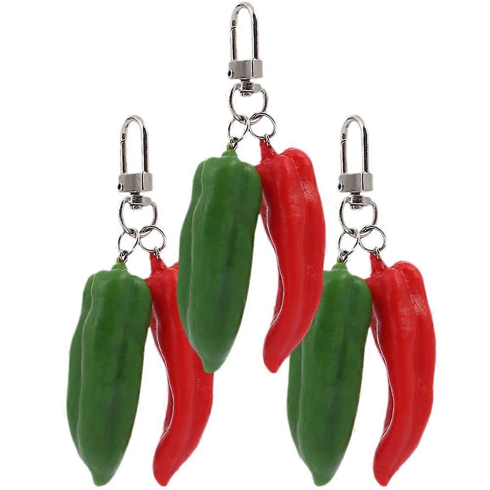 Pepper Hanging Keychains 15Pcs for Party Decor with Red Green Colors