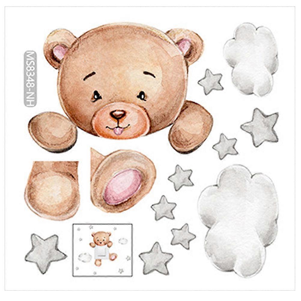 Bear Wall Stickers For Home Decoration And Gift Giving In Assorted Color Featuring Cartoon Style Made Of PVC 3 Sets