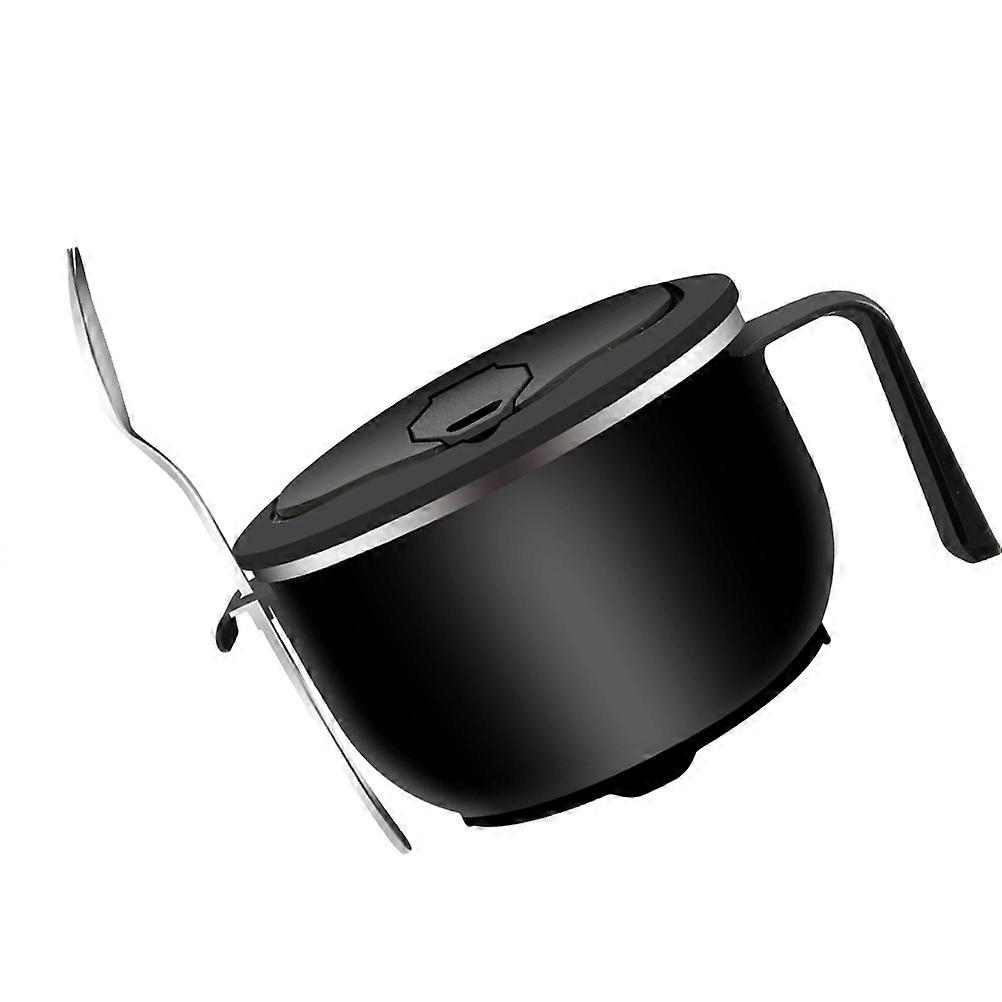 Anti-Scald Soup Bowl With Lid For Meal Time Black Color 1200ml Stainless Steel 1Set