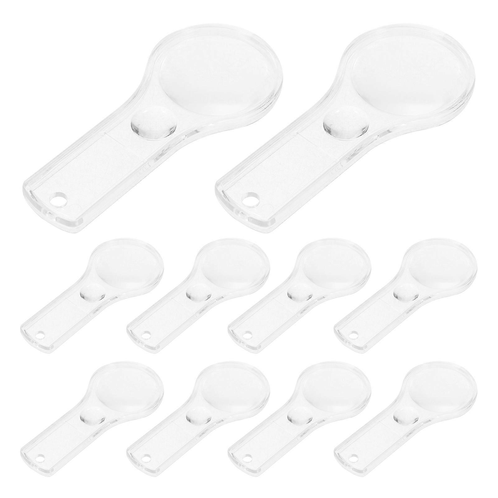Handheld Magnifying Glass for Reading 10Pcs Student Toy Elderly Magnifier Tool